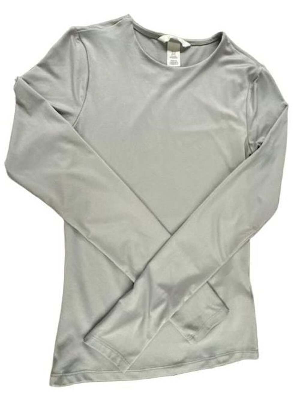 H&M Women's Gray Long Sleeve Crew Neck Slim Fit Top Size XS